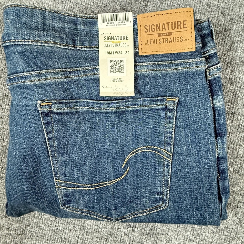 Levi Strauss Mid Rise Bootcut Jeans Womens 18M W34 L32 Blue Stretch Denim New